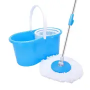 Easy Magic Floor Mop 360-degree Bucket with 2 Spinning Heads Microfiber Rotating