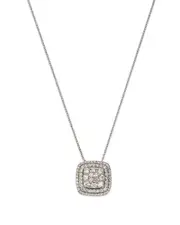 Bloomingdale's Fine Collection Diamond Halo Cluster Pendant Necklace in 14K White Gold, 1.0 ct. t. w.