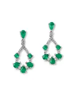 Bloomingdale's Fine Jewelry Emerald & Diamond Open Pear Drop Earrings in 14K White Gold