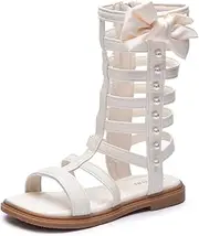 [Skeblo] Girls Rivet Gladiator Sandals Summer Princess Dress Strappy Flats Zip Up Boots Shoes