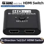 雙向 HDMI 切換器分配器 UHD 4K 2K 1X2 2X1 KVM 切換器,用於兩台顯示器同時