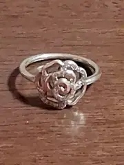 Pandora Authentic Brand New Sterling Silver Pave Flower Ring Size 7.75