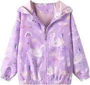 [Domueay] Jacket for Children Girls with Hood Sweat Jacket Coat Hooded Jacket Lined Windproof Wind Jacket Summer Spring Autumn Light Transition Jacket Hiking Jacket Outwear Jackets 1-7 Years, purple, 4