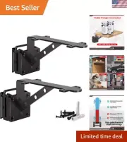 Space-Saving 8-Inch E Track Fixed Shelf Brackets - Durable Black Steel, 2 Pcs