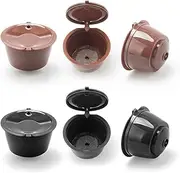 [BENFUCHEN] 6 Pcs Reusable Coffee Capsule for Dolce Gusto Coffee Machine, Refillable Coffee Capsules Pods Reusable Coffee Filter for DolceGusto Mini Me/Piccolo, 3 Brown+3 Black