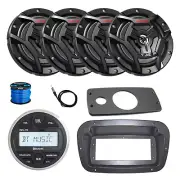 JBL Marine Radio, Spa Bezel, Adapter, Antenna, 4x 6.5" 150W Black Speaker w/Wire