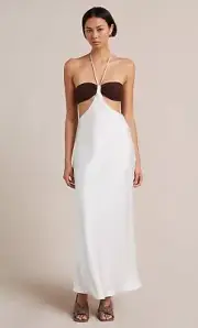 BNWT BEC & BRIDGE CHOCOLATE/IVORY NADIA CUT OUT DRESS - SIZE 10 AU/6 US(RRP $330