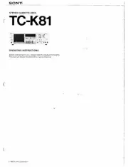 Sony TC-K81 Tape Deck Owners Manual