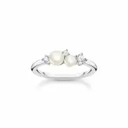 Genuine THOMAS SABO Ring pearls and white stones silver
