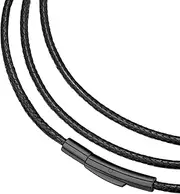 [FaithHeart] Braided Leather 2MM/3MM Necklace Cord for Men with Stainless Steel Snap Clasp, Waterproof Woven Wax Rope Chain for Pendant (Gift Box)
