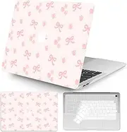 Seorsok Compatible with MacBook Air 13 Inch Case 2022 2021 2020-2018 Release A1932 A2179 M1 A2337 Touch ID,Elegant Pink Ribbon Bow Plastic Hard Case&Transparent Keyboard Cover,Beautiful Bowknot