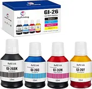JoyPrinting GI-26 Ink Refill Bottles Compatible with Canon GI-26 GI26 Ink Bottles for Canon GX7021 Ink Work for Canon MAXIFY GX6021 GX7021 GX7020 GX6020 GX4020 GX5020 GX3020 GX6120 Megatank - 4 Pack