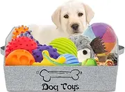 Dog Toy Box With Handle, Foldable Fabric Dog Toy Storage Box, Trapezoid Pet Supplies Organizer Boxes, Dog Stuff Organiser for Cat Dog Toys Snacks Clothes