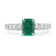 1.90tcw Natural Emerald - Emerald Cut & Diamond Shank Engagement Ring 14K