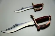 Miniature Cutlass Sword Militia Knife Letter Opener Sword Collectible Leather