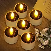 [VOOKRY] 6 Pcs Solar Tea Lights Outdoor - Flickering Solar Candle Lights Flameless Dusk to Dawn Lighting Waterproof Rechargeable LED Candles for Lantern Garden Camping Party Home Decorations,2.3''x2.1''