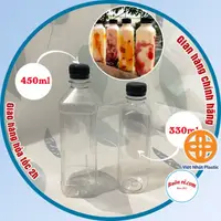 在飛比找蝦皮購物優惠-方形黑蓋塑料瓶 330ml,450ml 越南日式 - 奶茶瓶
