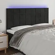 Bed Headboard LED, Beds Head Frame LED Headboard Black 160x5x118/128 cm Velvet
