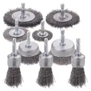9-Piece Carbon Steel Wire Brush Wheel Set for Drill