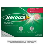 Berocca Energy Original Berry Effervescent Tablets 45 Pack
