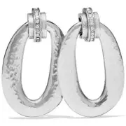 NWT Brighton Meridian Lumens Hammered Silver & Crystal Loop Post Earrings $78