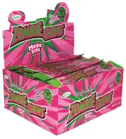 900545 60 x 28g BARS ZOMBIE CHEWS SOUR STRAWBERRY FLAV MEGA SIZE LOLLY CANDY