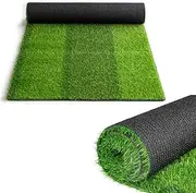 NINXANG Artificial Grass Outdoor Rug 3FTX10FT Fake Grass Carpet Dark and Light Green Synthetic Grass Turf Realistic Faux Grass Rug with Drain Holes for Garden Lawn Landscape Balcony Indoor Home Decor