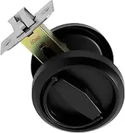 Round Recessed Door Lock, Stainless Steel Hidden Cup Door Handle, Keyless Pull Latch Knob, Embedded Concealed Pull for Privacy Pocket Door (Black)