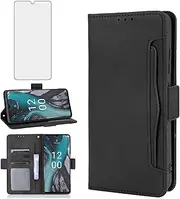 Asuwish Compatible with Nokia C22 Wallet Case and Tempered Glass Screen Protector Card Holder Stand Leather Flip Cell Accessories Phone Cover for NokiaC22 Women Men Black