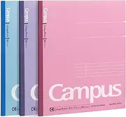 KOKUYO Campus Notebook, 9-3/4“ x 7-1/2”, College Ruled, 80 Sheets (160 pages), Bleed Resistant, Pack of 3 Colors - Pink, Blue, Lavender, Made in Japan (WSG-NO-308CG1×3)