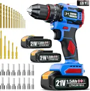 21V Cordless Drill, Brushless Power Drill Set with 2 Batteries and Charger,3/8-I