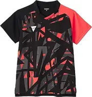 [VICTAS] V-GS505 Table Tennis Game Shirt, Certified by Japan Table Tennis Association, Sweat Absorbent, Quick Drying, Unisex, Black/Signal Red, M 512503