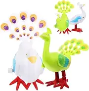 Vaguelly 4pcs Cute Peacock Wind Up Funny Clockwork Animal for Interactive Jumping Cartoon for Present Gatherings Playdates Engaging Easy to Use