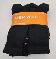 Merrell Mens Crew Socks Cushioned 6 Pairs Fits Shoe Size 9-12 Solid Black New