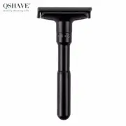 QShave Adjustable BLACK Safety Razor, Shaving Mild to Aggressive 1-6 Settings