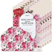 Rose Petal Satin Hair Mask - Intensive Nourishing & Repairing Cap Mask for Silky, Moisturizing Hair, Strengthens Scalp, Rose Essence Treatment (5ea)