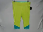 Tru Fitness Womens Size XL Yoga Capri Pants Cropped Yellow Blue NEW