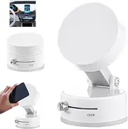 Vacuum Suction Magnetic Phone Holder, Upgrade Suction Phone Mount Foldable & Retractable Vacuum Magnetic Phone Stand Double-Sided Car Phone Holder for All Phones Car/Mirror/Gym-White