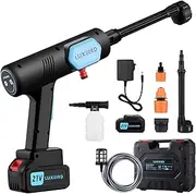Cordless Pressure Washer, 21V Portable Electric Washer Gun with 6-in-1 Spray Nozzle, Adjustable Water Column Range, Max 652PSI/2.1GPM, Power Cleaner with Tool Case for Cars Floors Windows Walls Fences
