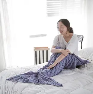 【現貨】魚鱗款美人魚毯子 美人魚尾巴針織毯毛毯子蓋毯魚尾毯不含稅