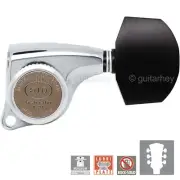 NEW Gotoh SGL510Z-EN01 MGT Locking Tuning Keys, 21:1 Ratio Set EBONY 3x3, CHROME
