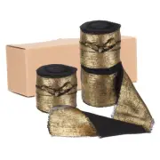 3pcs Chiffon Ribbon, 1 1/2"x5 Yard Silk Ribbon, Black Glitter Fabric Ribbon