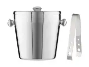 Maxwell & Williams Cocktail & Co Ice Bucket 1.2L With Lid & Tongs Stainless S...