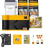[KODAK] Mini 2 ERA 4PASS Mobile Photo Printer (5.3 x 8.6 cm) Gift Package + 8 Sheets Included + 60-Sheet Cartridge, Yellow