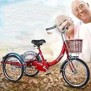 Three Wheel Bike, 14 Inches Comfort Trike Adult Semi Recumbent Tricycle with Cargo Basket Carbon Steel Frame for Adults Women Men Seniors Exercise Shopping Cycling Pedalling