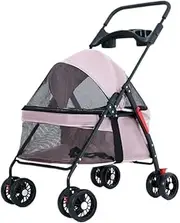 Pet Stroller Pet Cat and Dog Stroller Dog and Cat Teddy Stroller Lightweight Foldable Small Pet Dog Stroller When Going Out Small Pet Stroller(Pink)