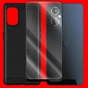 9H Hardness Screen Protector Film Back Carbon Fiber Case f OnePlus Nord N20 5G