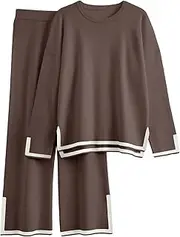 [LILLUSORY] 2 Piece Outfits for Women Fall Long Sleeve Sweater Set Top Sweat Suits 2023 Knit Pullover Lounge Sets