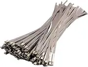100pcs Stainless Steel Self Locking Cable Zip Ties Wrap Tie 4.6mm SS 304 (100pcs - 200mm SS Cable)