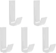 BRDTKUGV 5 Pcs Stick on Coat Hooks, Self Adhesive Hooks White, White Coat Hooksstick, Metal Stainless Coat Hook on Door, Heavy Duty Sticky Hooks Stick, for Towel Hat Purse in Bathroom Kitchen(White)